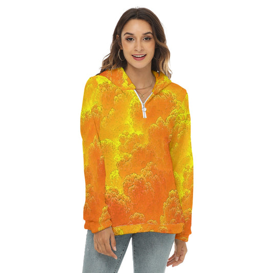 Women's Borg Fleece Hoodie With Half Zip