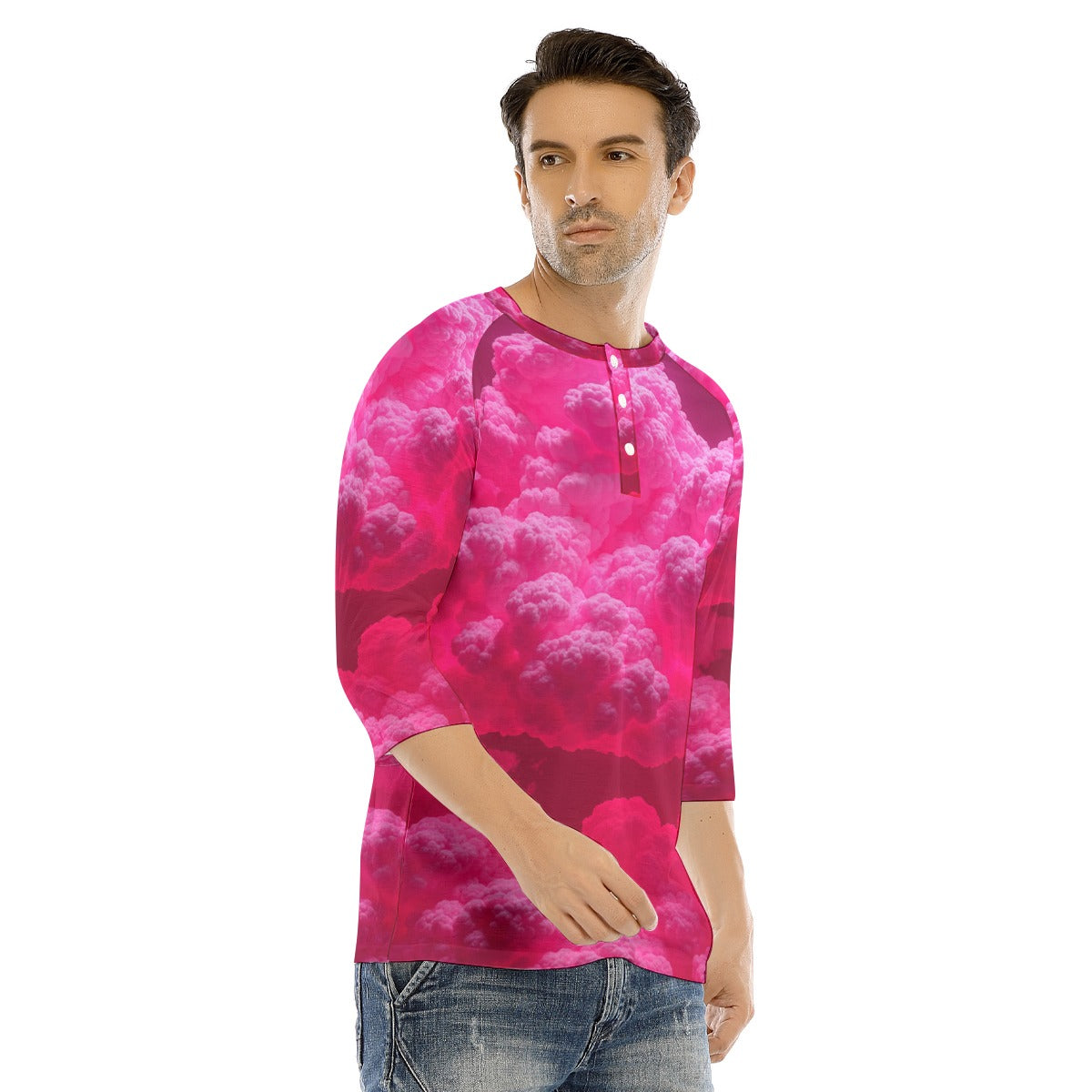 Men's Bracelet Sleeve T-shirt With Button Closure - view 2