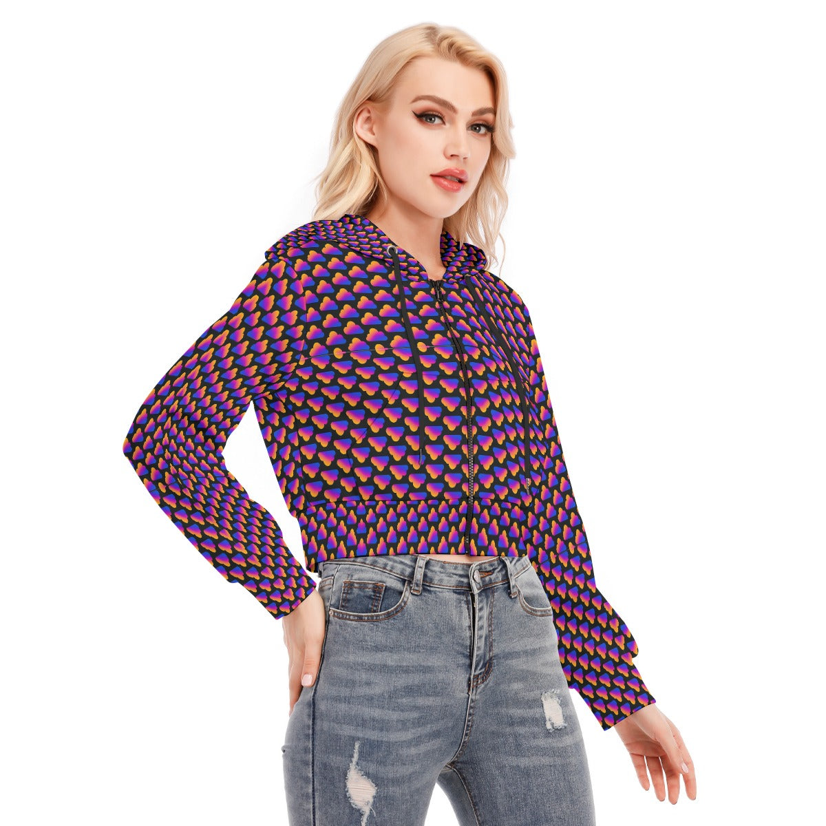 Women's Crop Top Hoodie With Zipper Closure