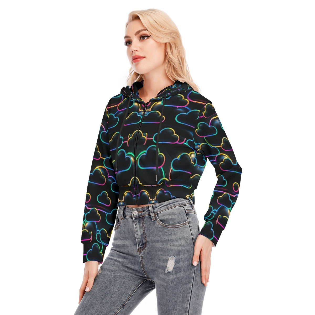 Women's Crop Top Hoodie With Zipper Closure