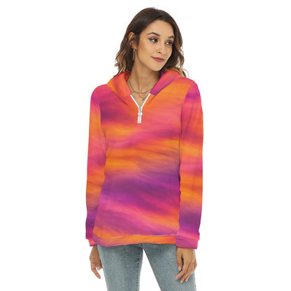 Women's Borg Fleece Hoodie With Half Zip