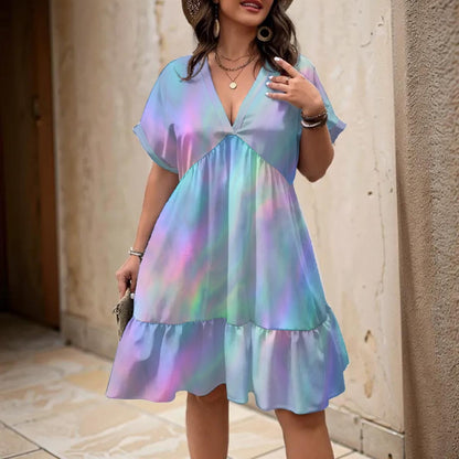 Women’s Floral V-Neck Short Sleeve Dress