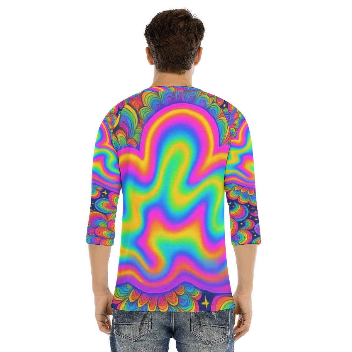 Men's Bracelet Sleeve T-shirt With Button Closure