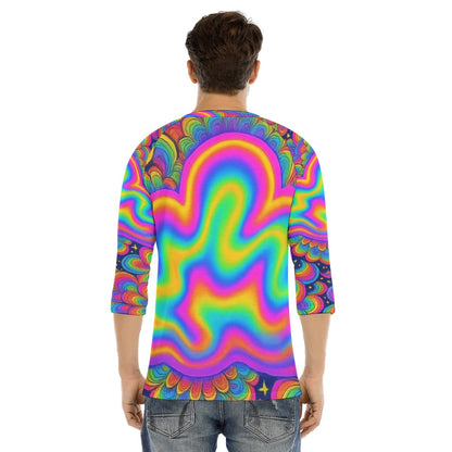 Men's Bracelet Sleeve T-shirt With Button Closure