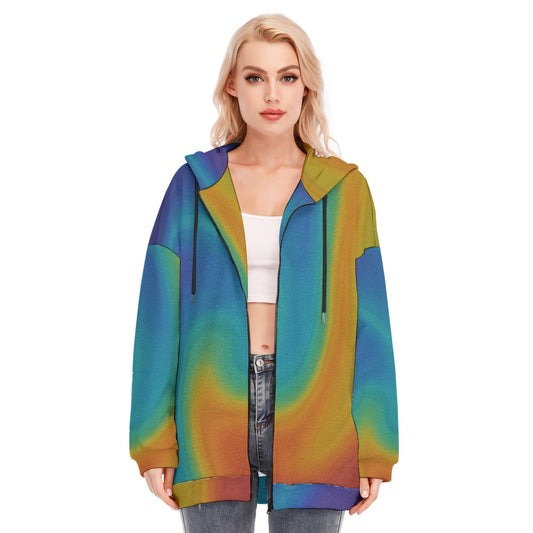 Women's Long Hoodie With Zipper Closure