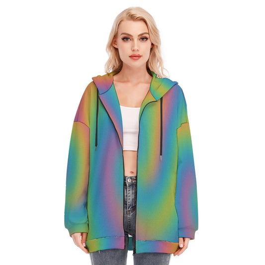 Women's Long Hoodie With Zipper Closure
