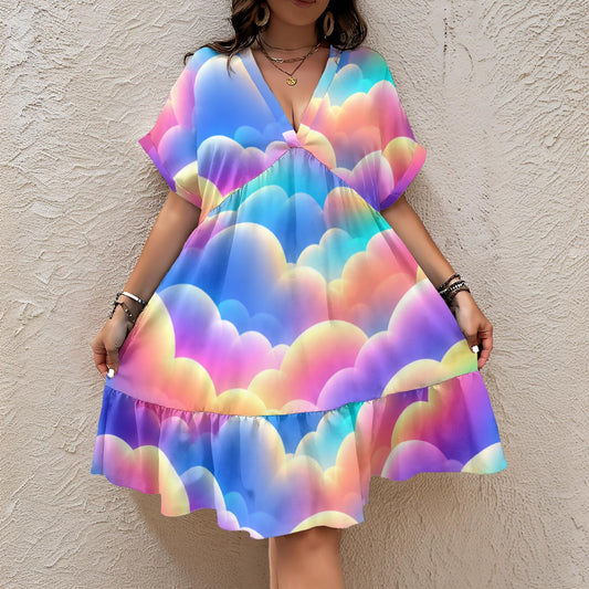 Women’s Floral V-Neck Short Sleeve Dress