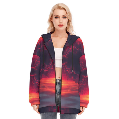 Women's Long Hoodie With Zipper Closure