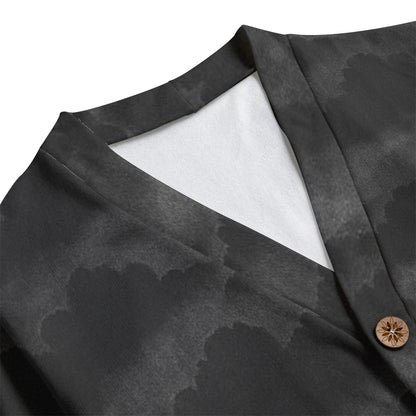 Unisex V-neck Knitted Fleece Cardigan With Button Closure