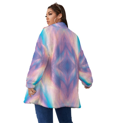 Unisex Borg Fleece Stand-up Collar Coat With Zipper Closure(Plus Size)