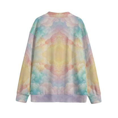 Unisex V-neck Knitted Fleece Cardigan With Button Closure