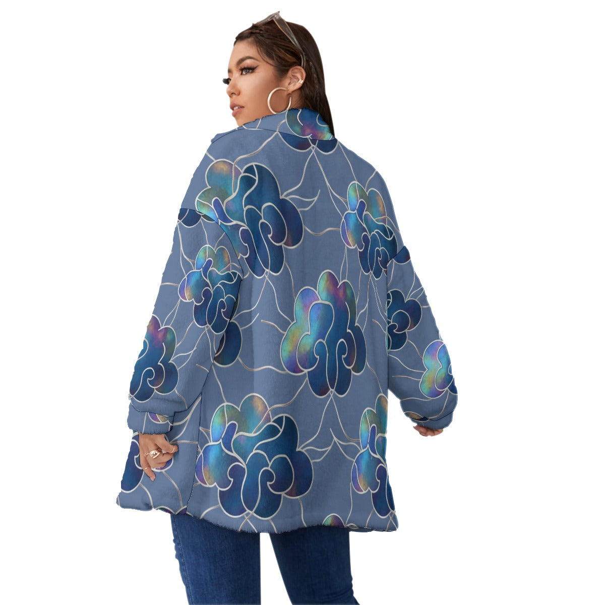 Unisex Borg Fleece Stand-up Collar Coat With Zipper Closure(Plus Size)