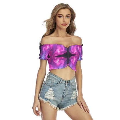 Women's One-shoulder Off-the-navel Short Sleeve T-shirt