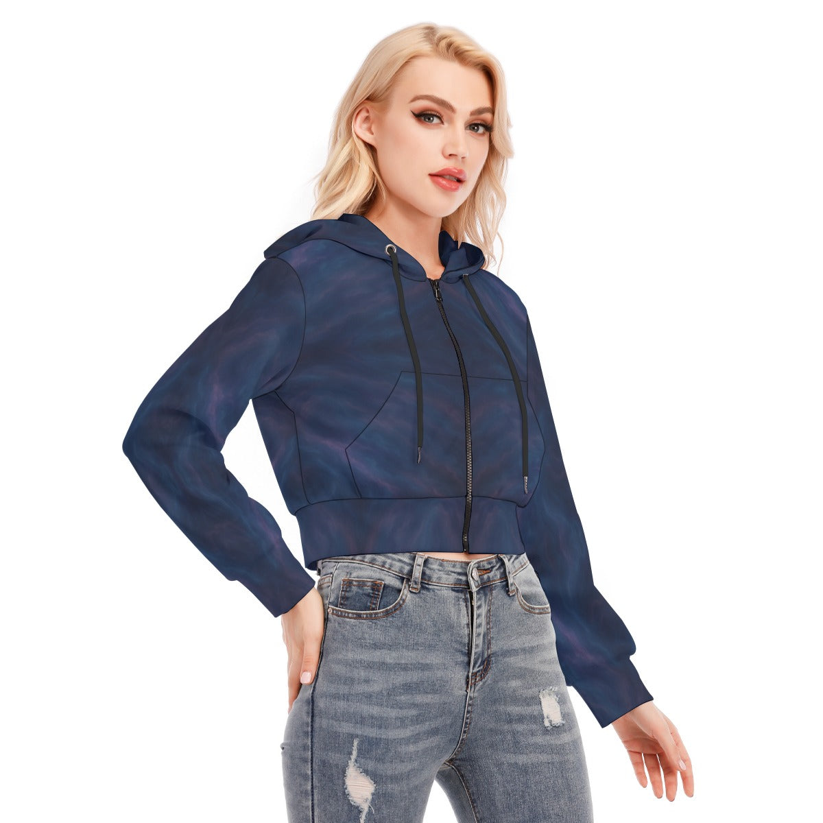 Women's Crop Top Hoodie With Zipper Closure
