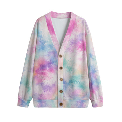 Unisex V-Neck Knitted-Fleece Button Cardigan - view 1