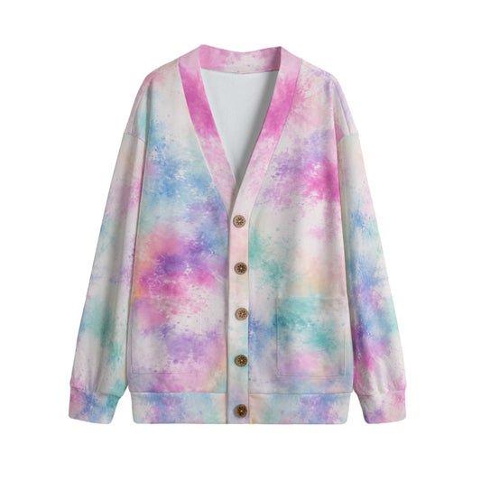 Unisex V-Neck Knitted-Fleece Button Cardigan - view 1