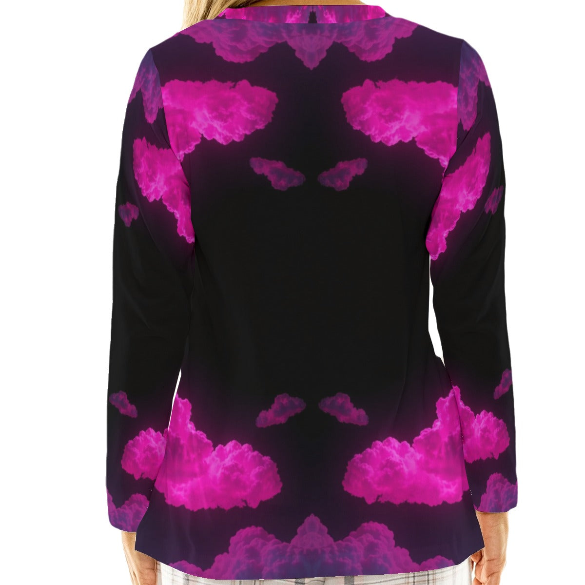 Women's Loose V-Neck T-Shirt With Long Sleeve