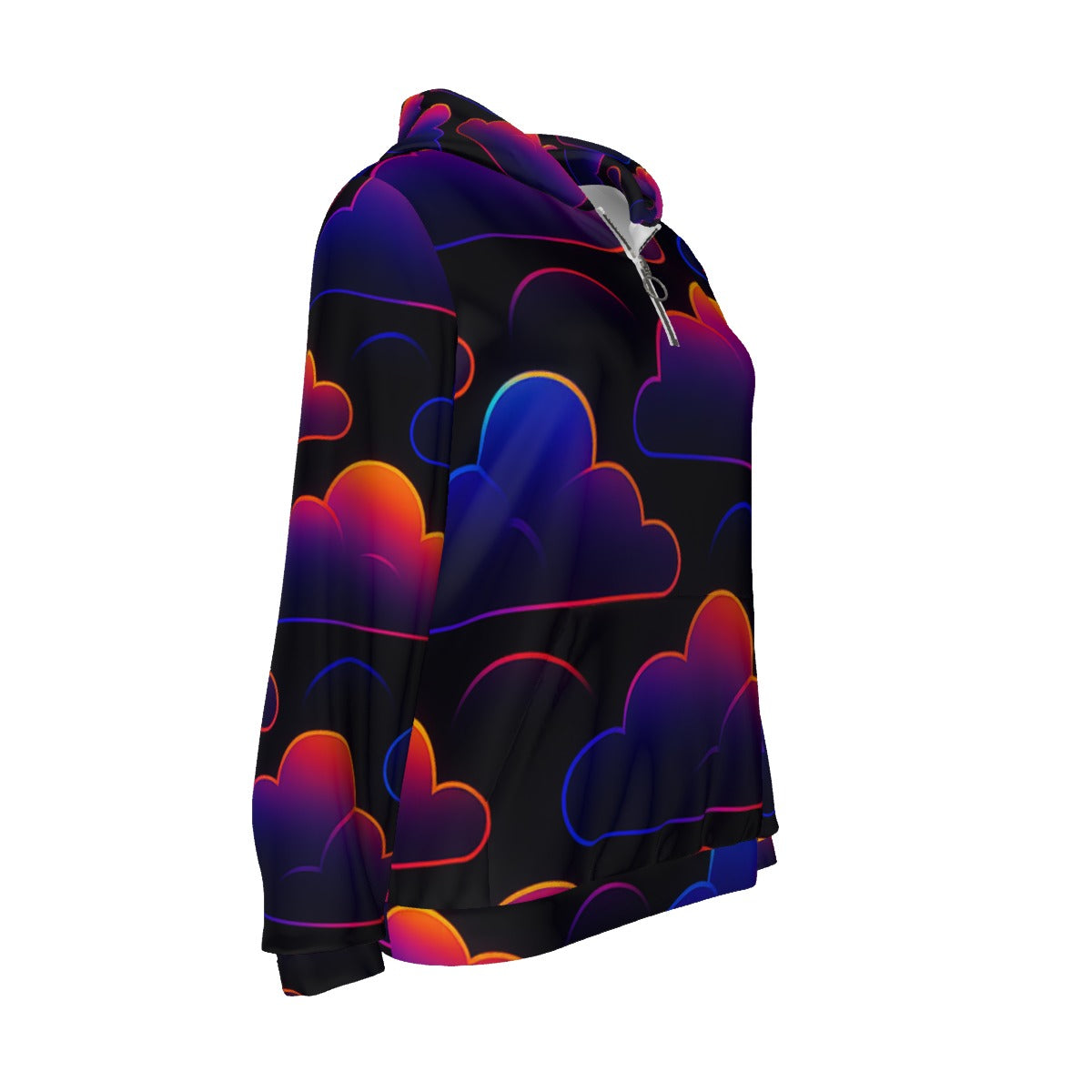 Women's Borg Fleece Hoodie With Half Zip