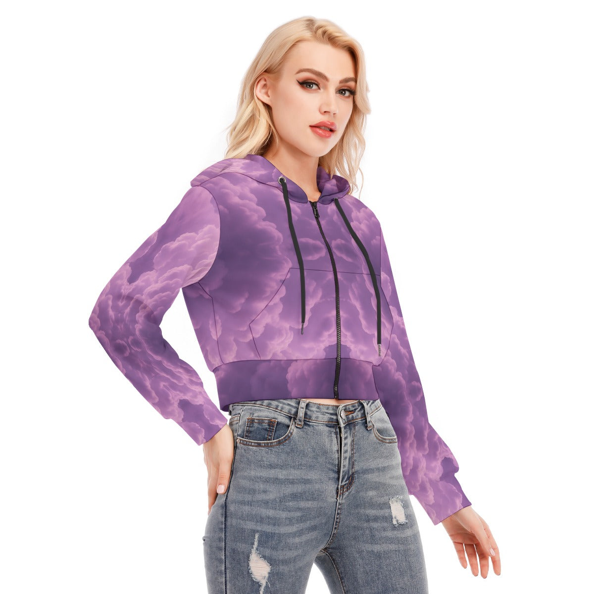 Women's Crop Top Hoodie With Zipper Closure