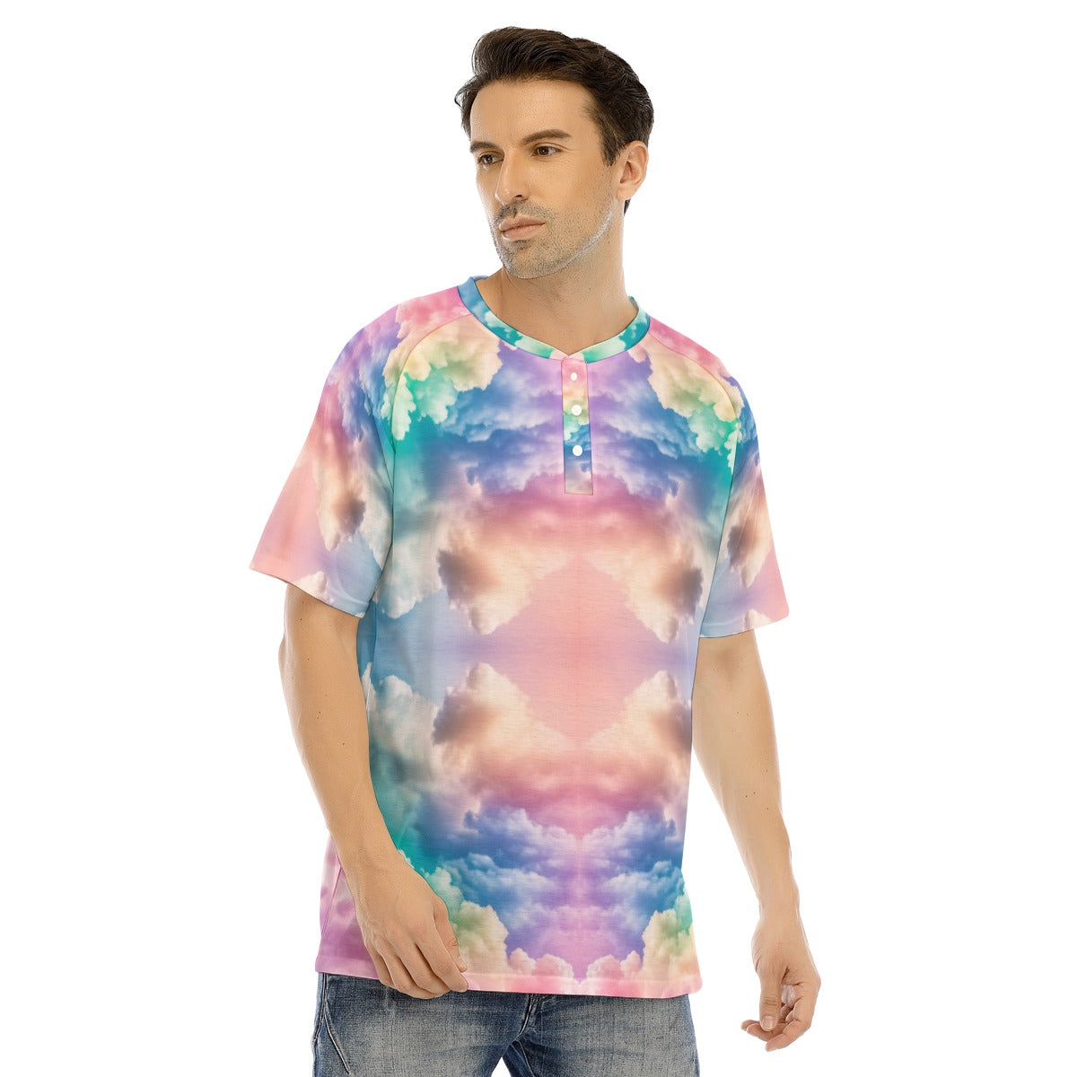 Men's Raglan Sleeve T-shirt With Button Closure