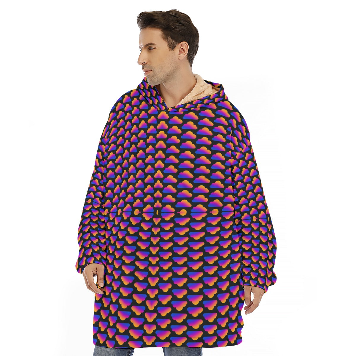 Unisex Sherpa Fleece Hoodie Blanket