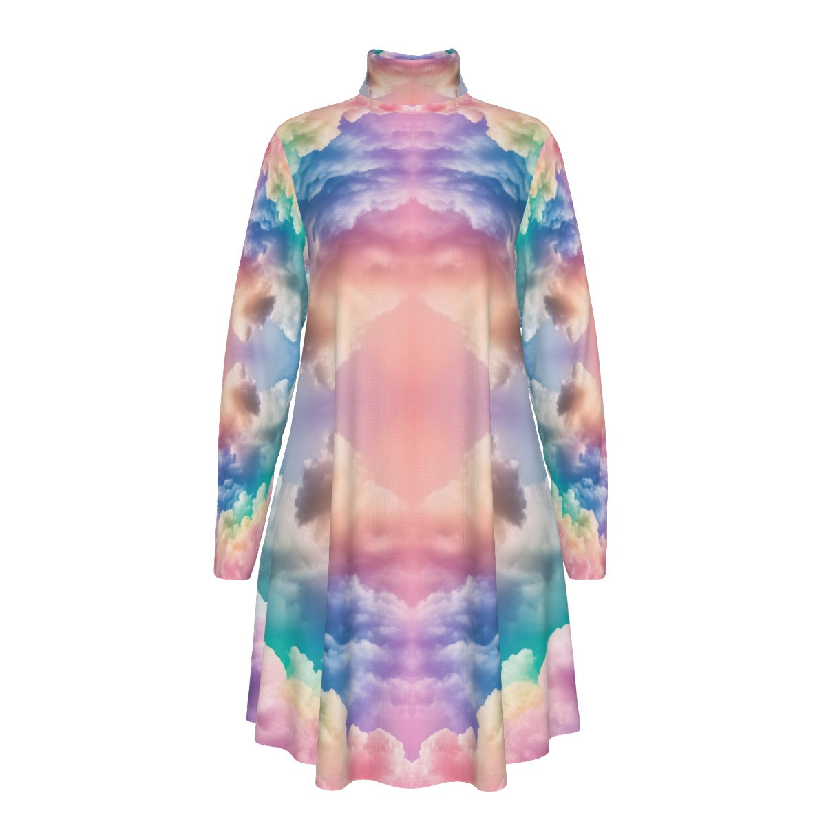 Women's High Neck Dress With Long Sleeve