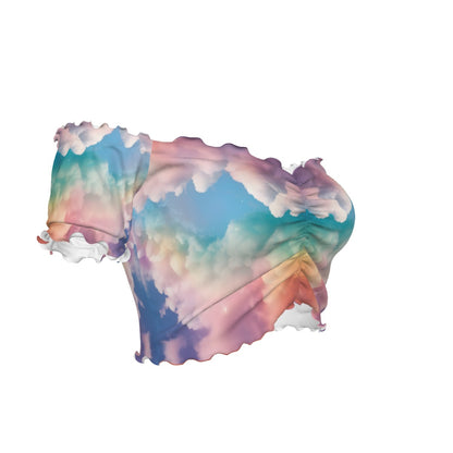 Women's One-shoulder Off-the-navel Short Sleeve T-shirt