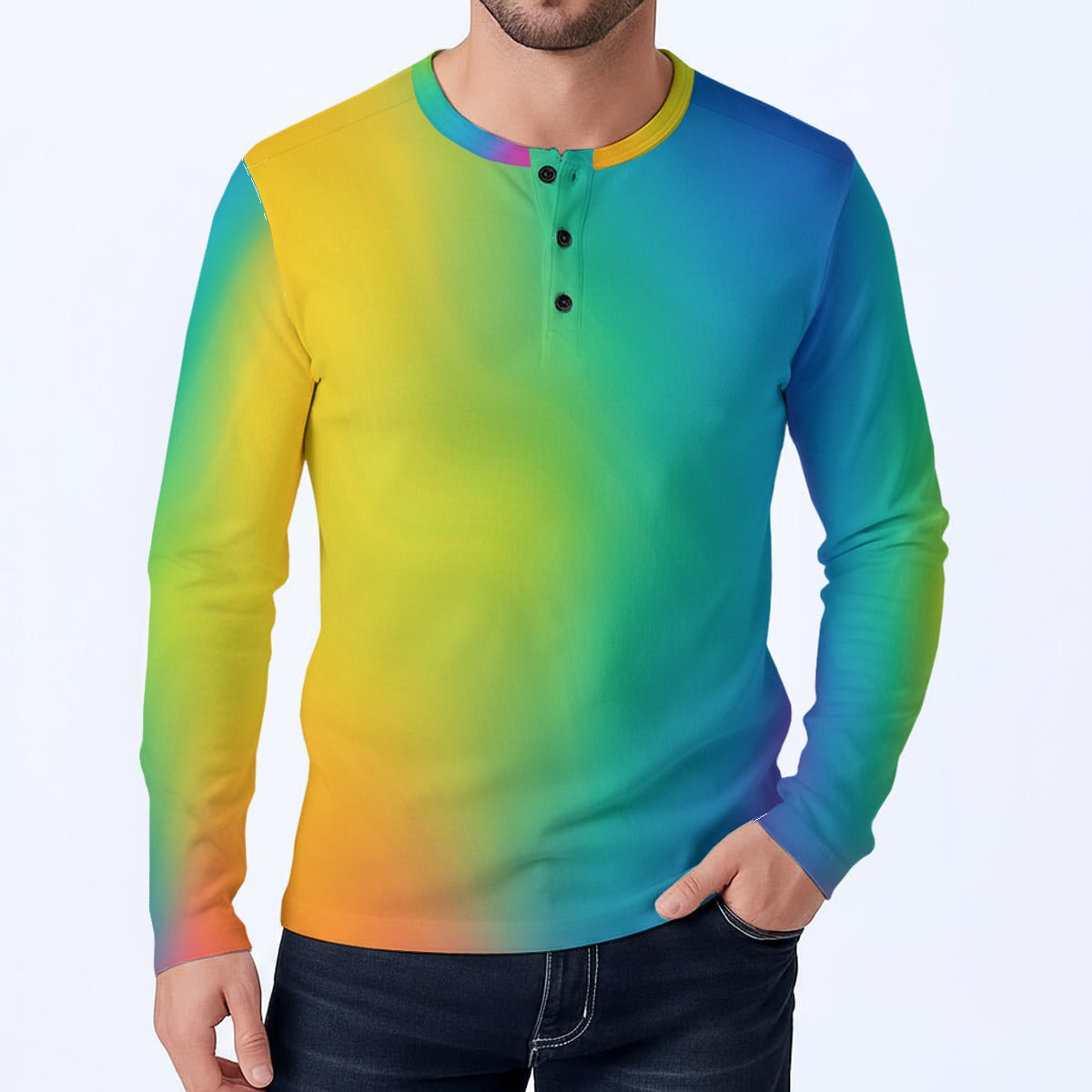 Men's Classic Long-Sleeve Henley Shirt