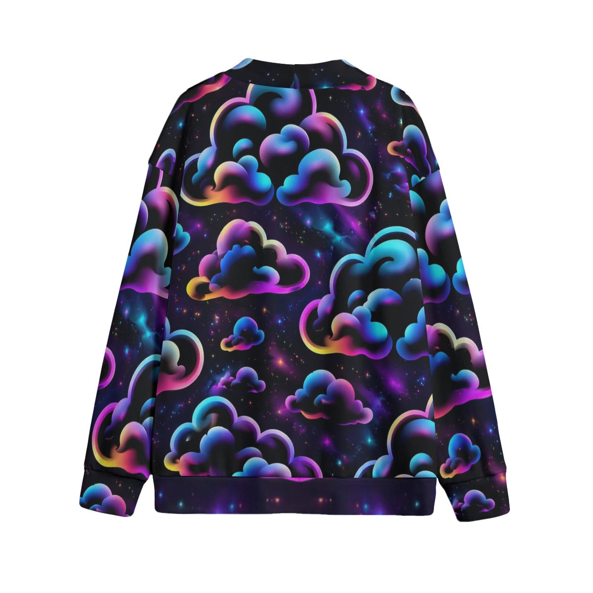Unisex V-neck Knitted Fleece Cardigan With Button Closure