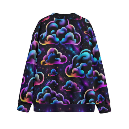 Unisex V-neck Knitted Fleece Cardigan With Button Closure
