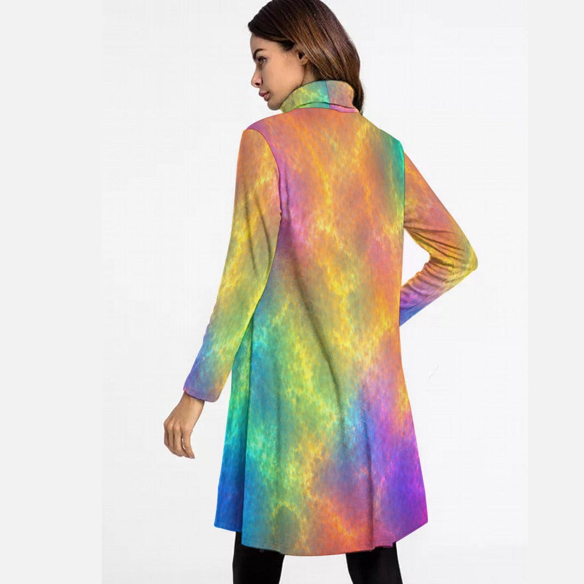 Women's High Neck Dress With Long Sleeve