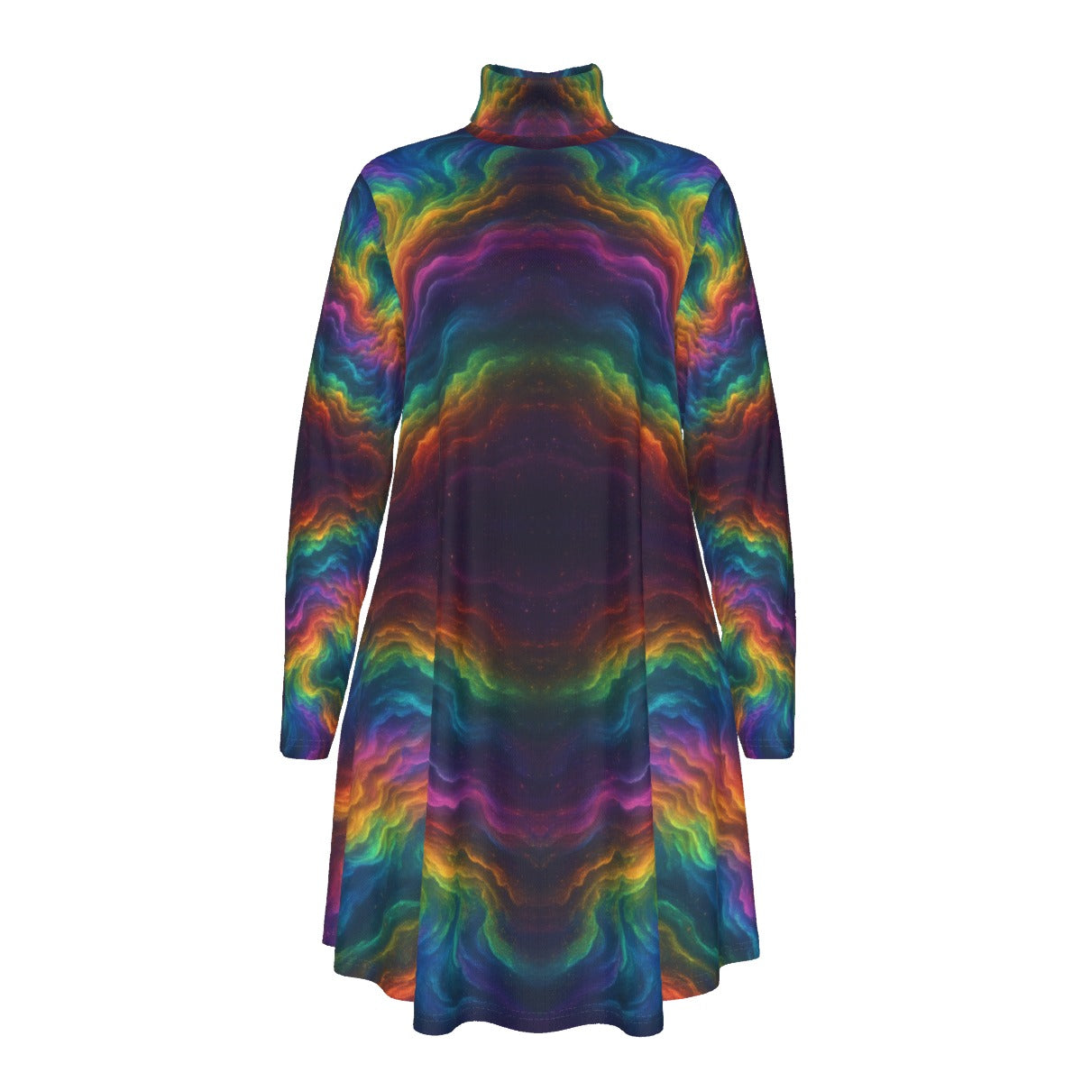 Women's High Neck Dress With Long Sleeve