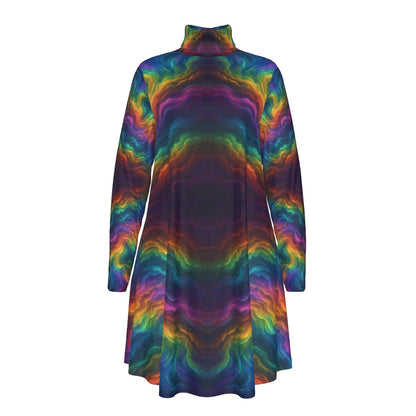 Women's High Neck Dress With Long Sleeve