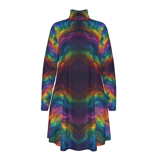 Women's High Neck Dress With Long Sleeve