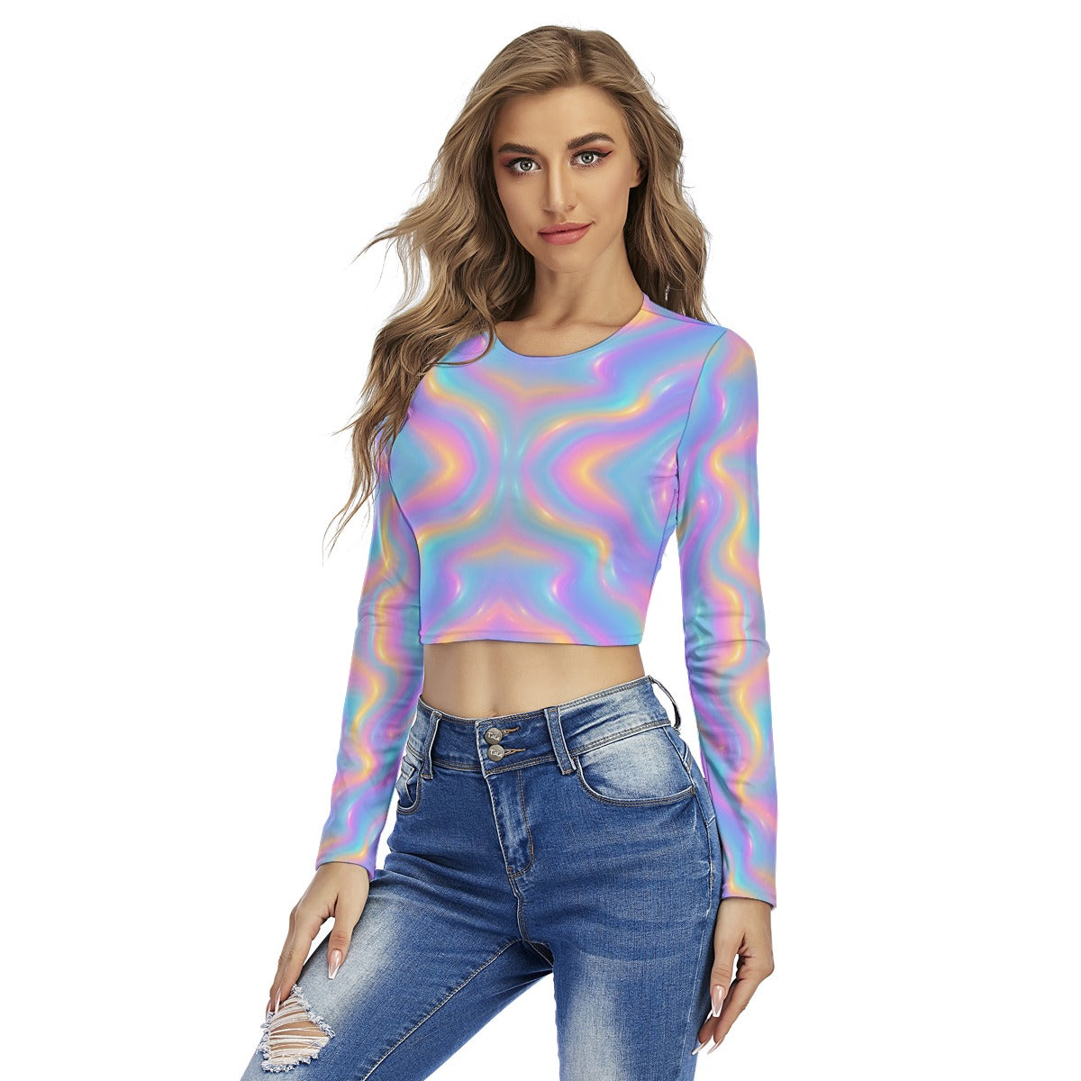 Women's Round Neck Crop Top T-Shirt