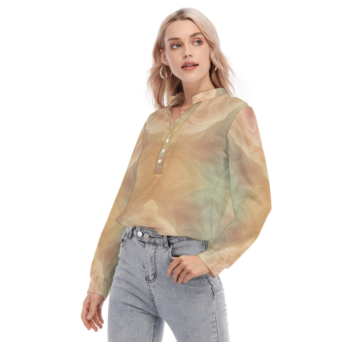 Women's Long Sleeve Blouse With Button Closure