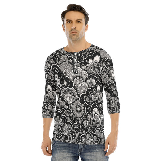 Men's Bracelet Sleeve T-shirt With Button Closure - view 1