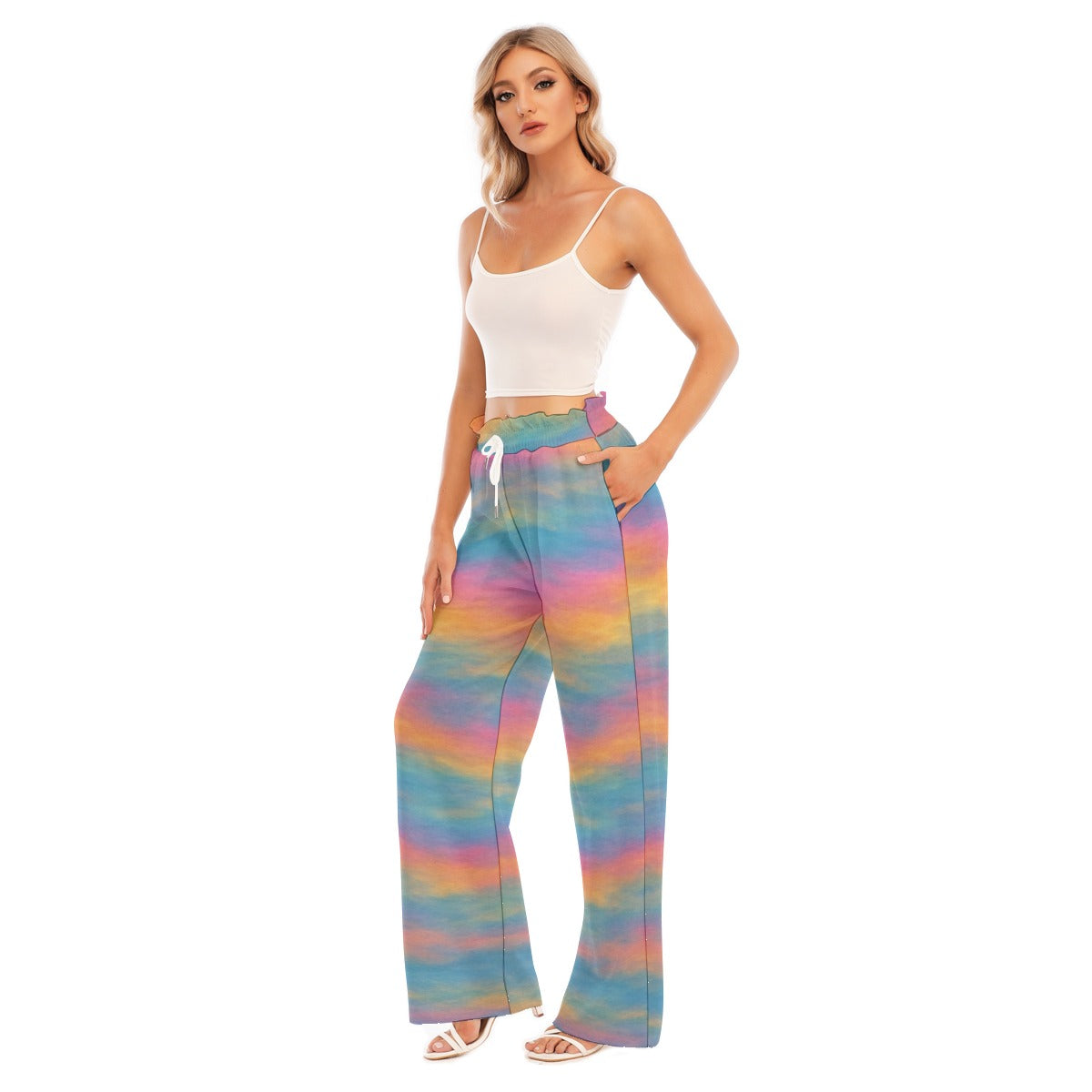 Women's Waist Fungus Edge Wide-leg Pants