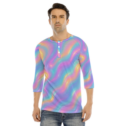 Men's Bracelet Sleeve T-shirt With Button Closure - view 1