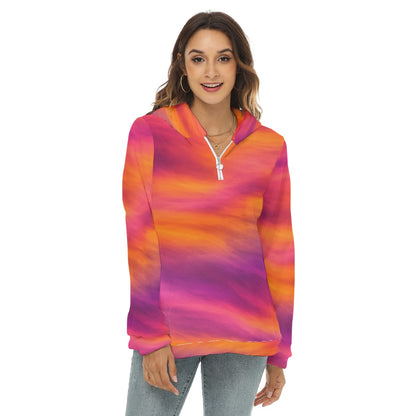 Women's Borg Fleece Hoodie With Half Zip