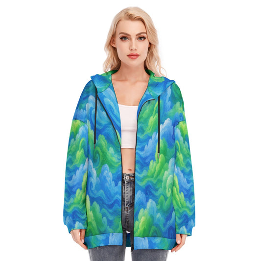 Women's Long Hoodie With Zipper Closure