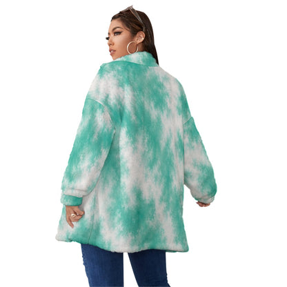 Unisex Borg-Fleece Stand-Up Collar Zip Coat — Plus Size - view 4