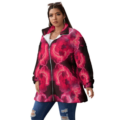 Unisex Borg Fleece Stand-up Collar Coat With Zipper Closure(Plus Size)