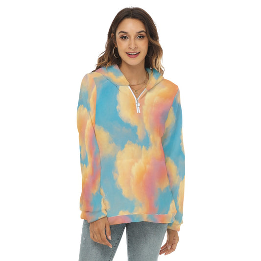 Women's Borg Fleece Hoodie With Half Zip