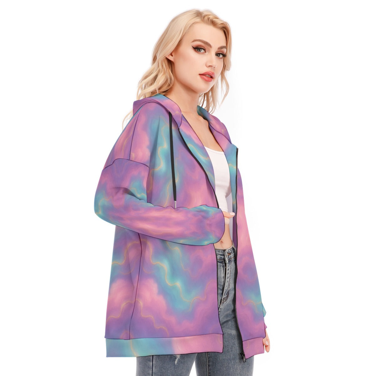 Women's Long Hoodie With Zipper Closure