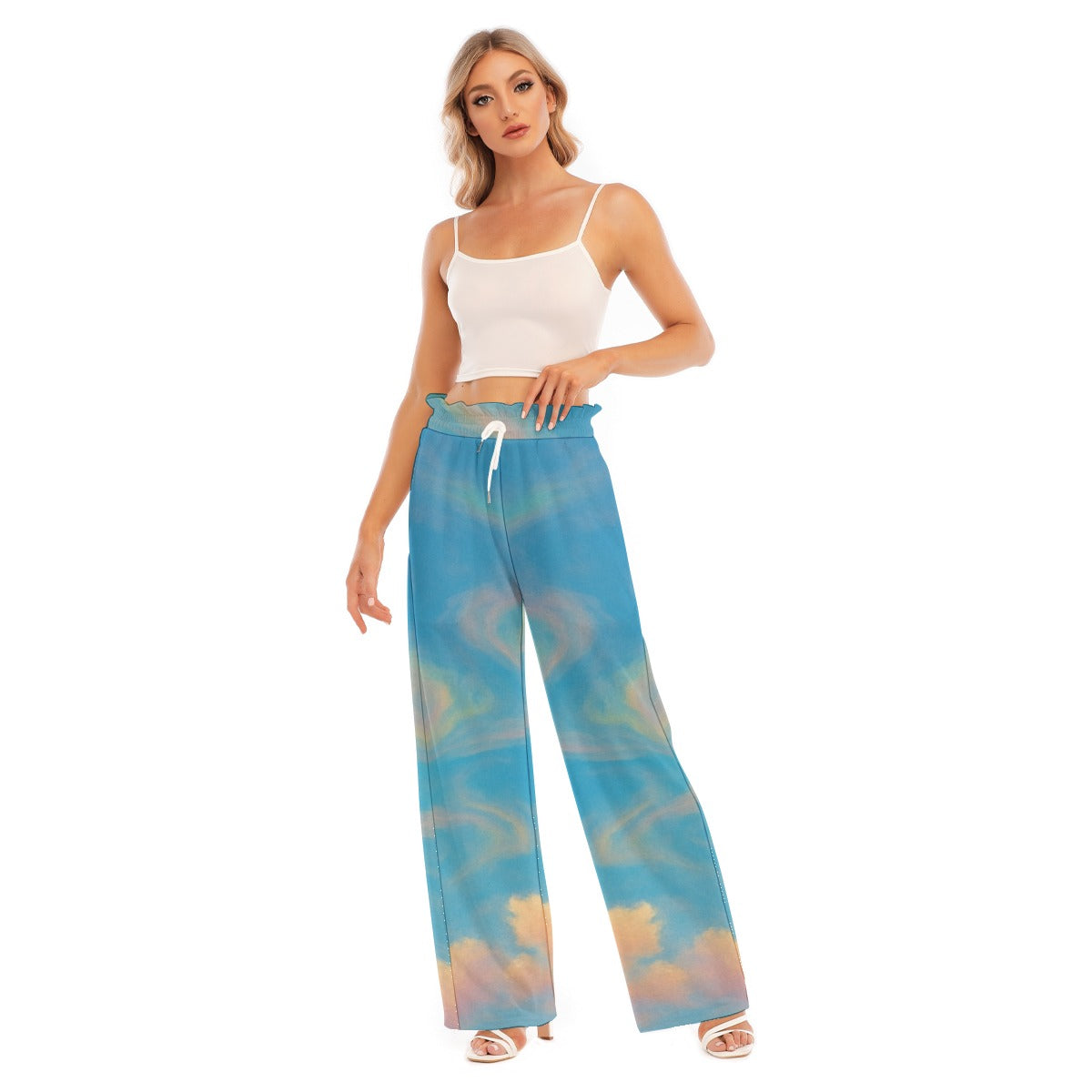 Women's Waist Fungus Edge Wide-leg Pants