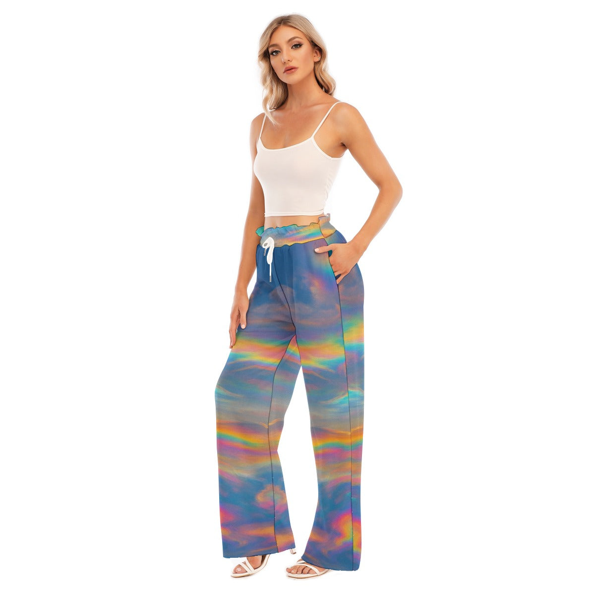 Women's Waist Fungus Edge Wide-leg Pants