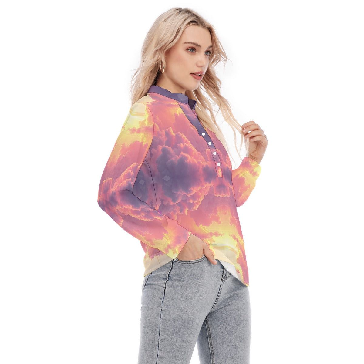 Women's Long Sleeve Blouse With Button Closure