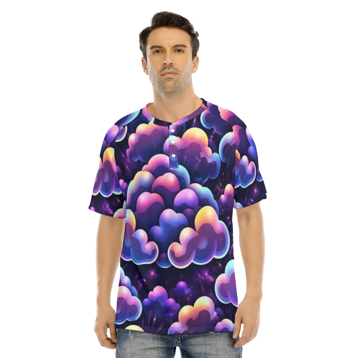 Men's Raglan Sleeve T-shirt With Button Closure