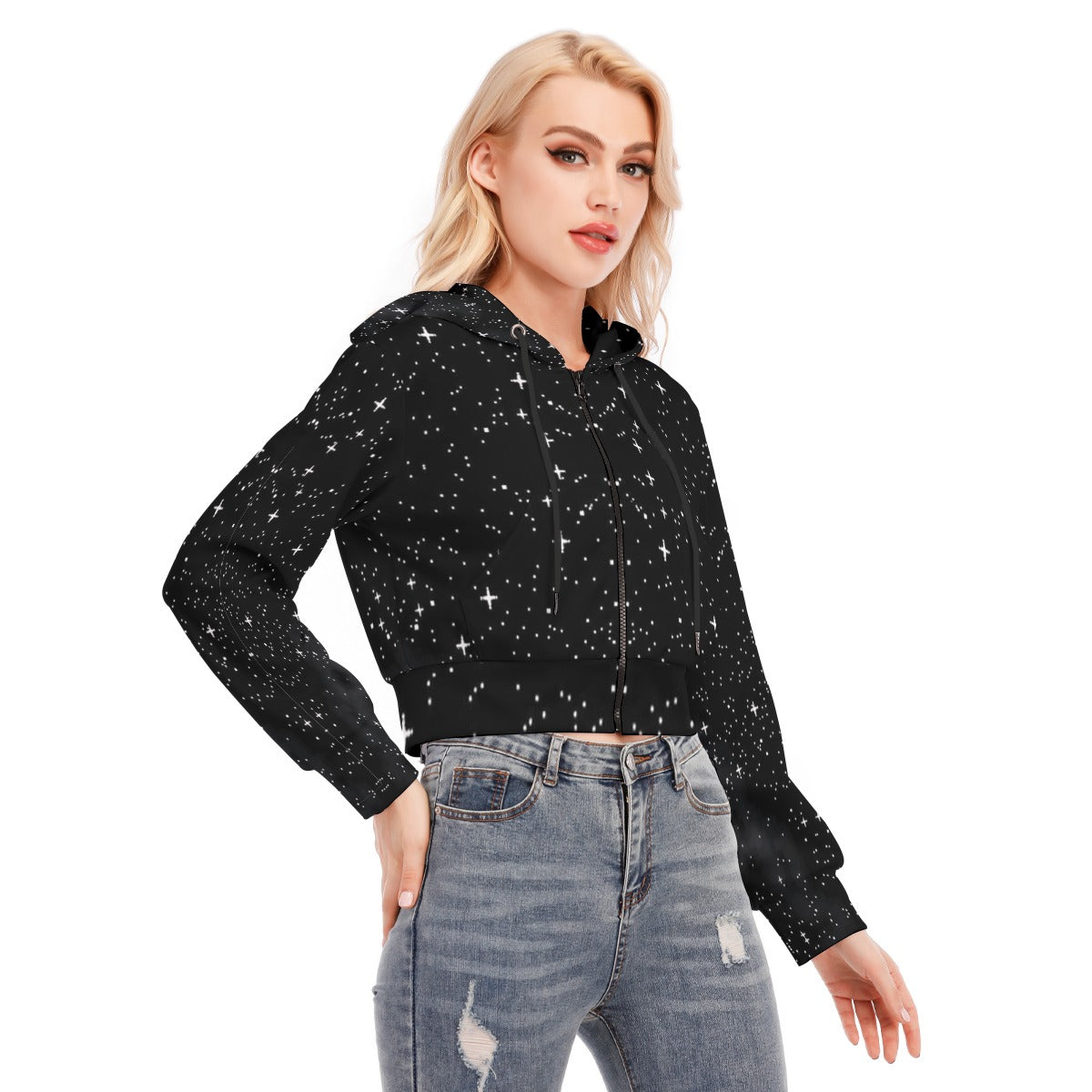 Women's Crop Top Hoodie With Zipper Closure